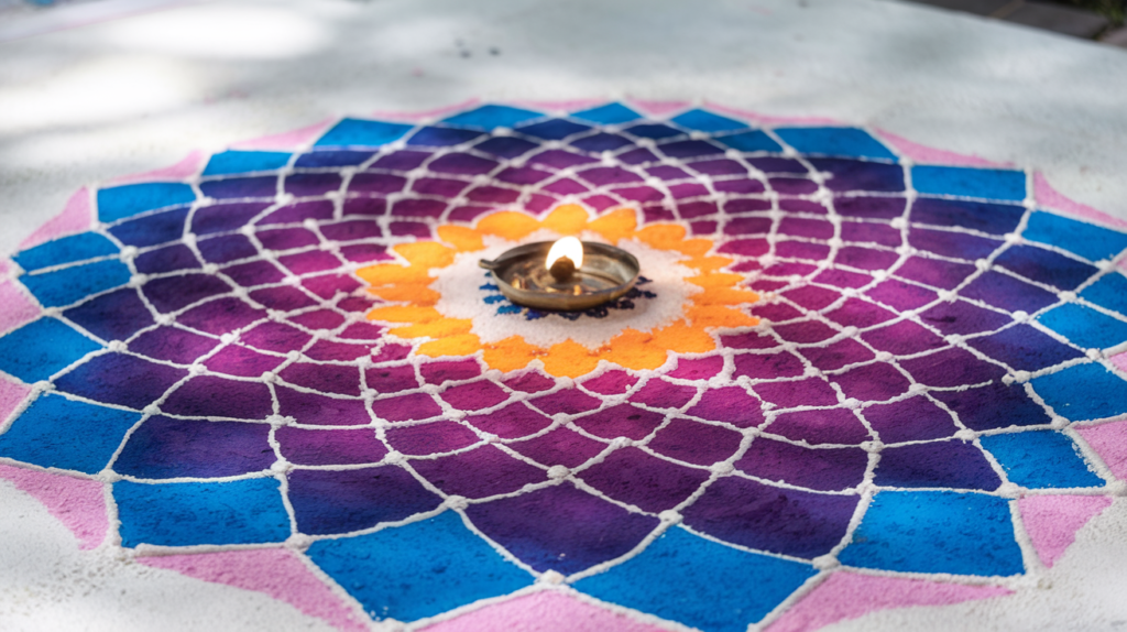 We can define the beauty of culture with colors of Rangoli.
