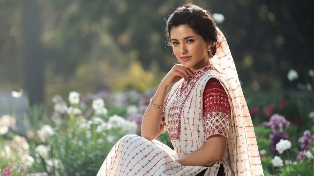 Feel the simplicity with smile and in traditional Indian wear.