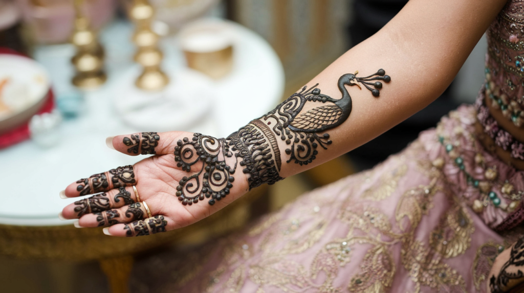 A beautiful hand with simple and stunning mehendi design.